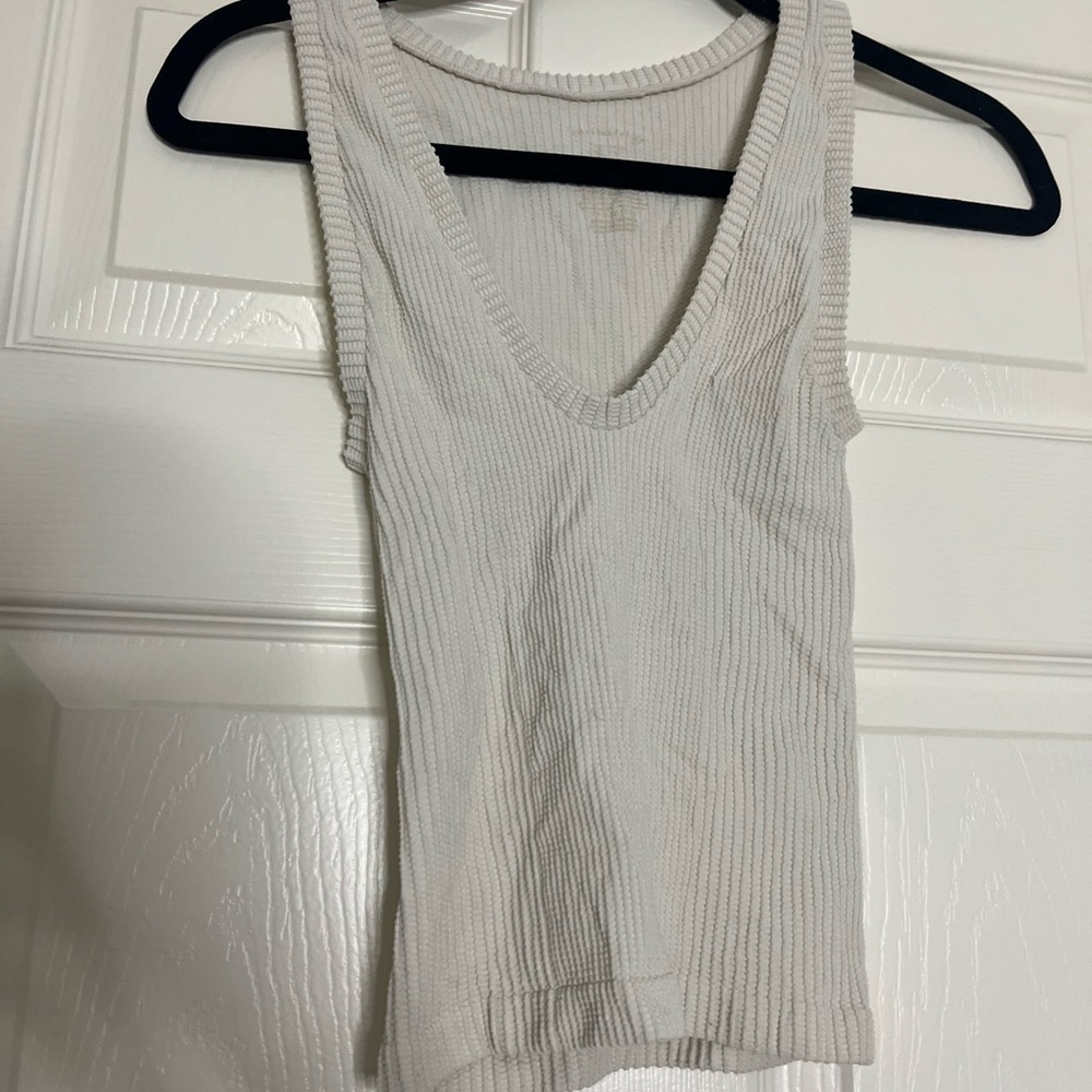 Free People Ribbed Knit Tank Top - Cream